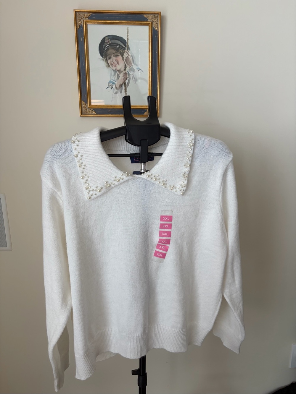 NWT Pearl Collar Sweater Ivory Women's XXL